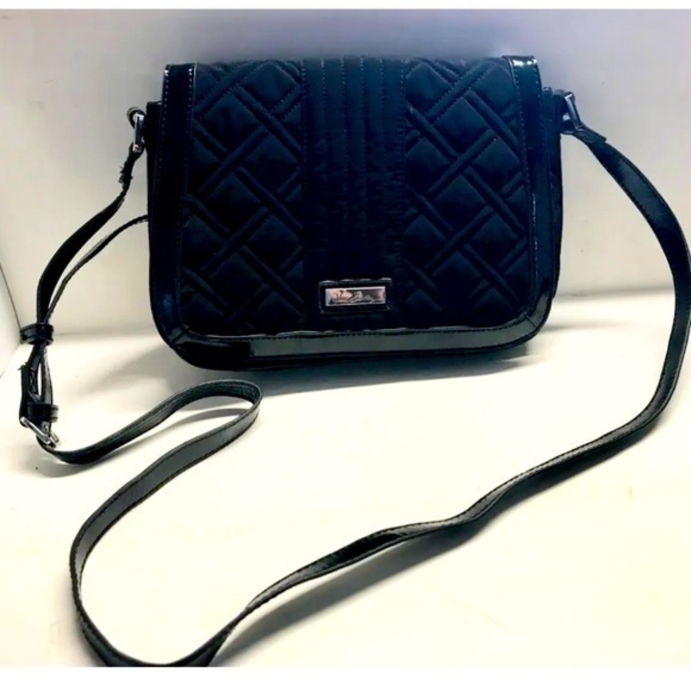 Vera Bradley Black Microfiber Quilted Purse/Handbag 8“ X 11“
